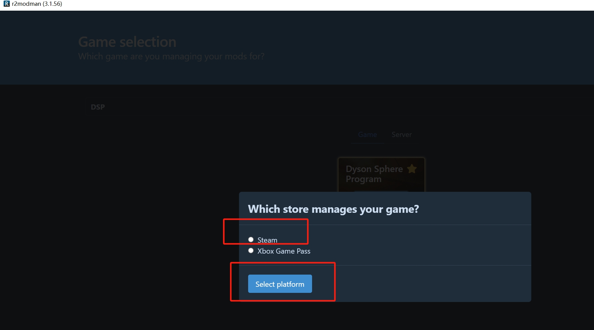 选择启动游戏类型steam
